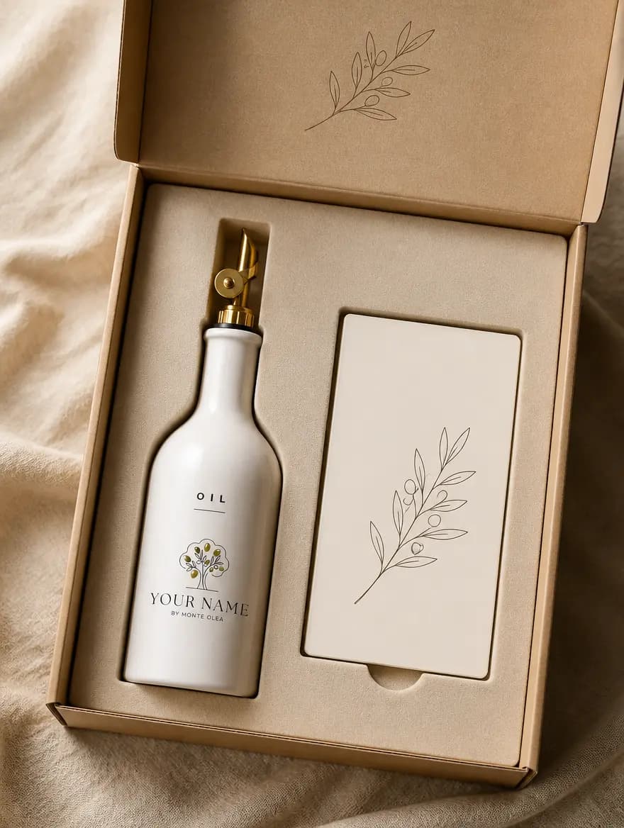 Personalized Monte Olea olive oil gift box
